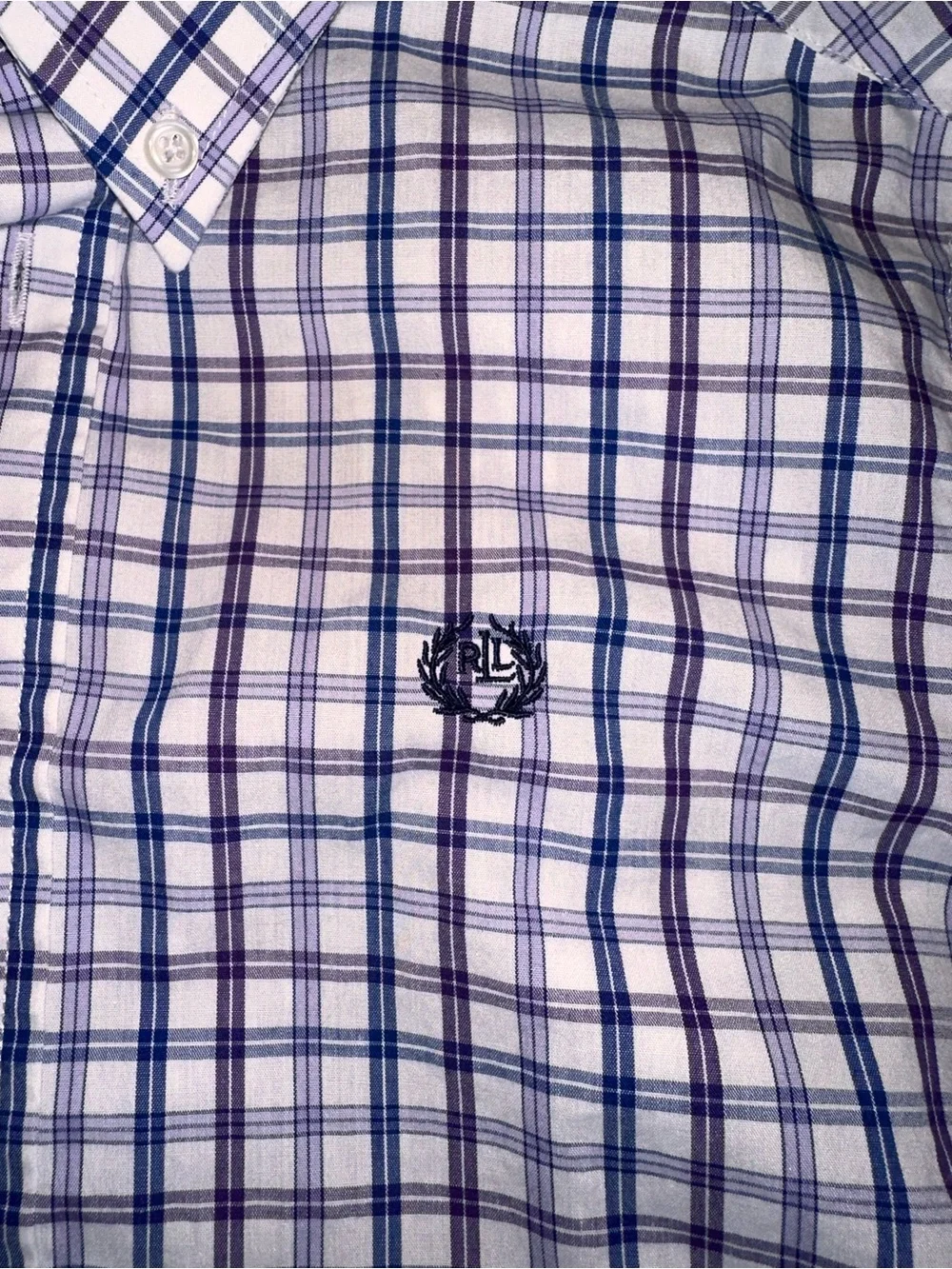 Lauren by Ralp Lauren! Boys’ Size 12 Blue and White Plaid Button-Down Shirt